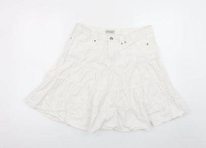 Clockhouse Women's White Cotton Flared Short Skirt Size 12