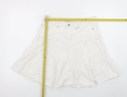 Clockhouse Women's White Cotton Flared Short Skirt Size 12