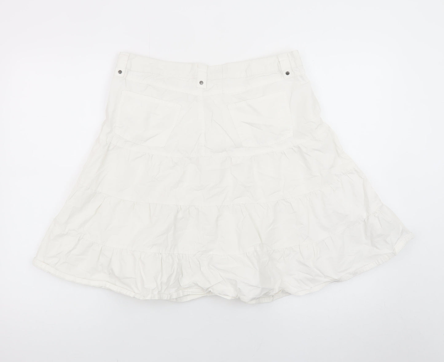 Clockhouse Women's White Cotton Flared Short Skirt Size 12