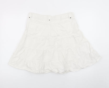 Clockhouse Women's White Cotton Flared Short Skirt Size 12