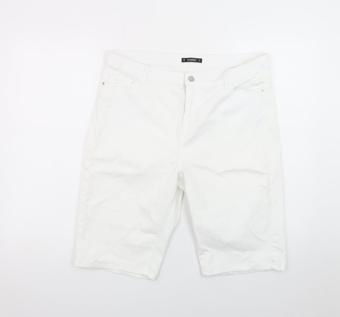 Dunnes Stores Women's White Size 16 Bermuda Shorts Cotton Blend