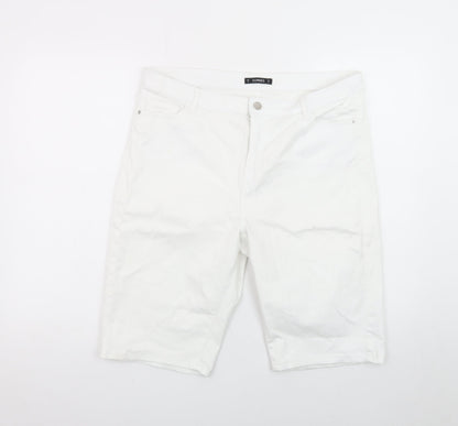 Dunnes Stores Women's White Size 16 Bermuda Shorts Cotton Blend