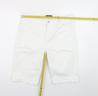 Dunnes Stores Women's White Size 16 Bermuda Shorts Cotton Blend