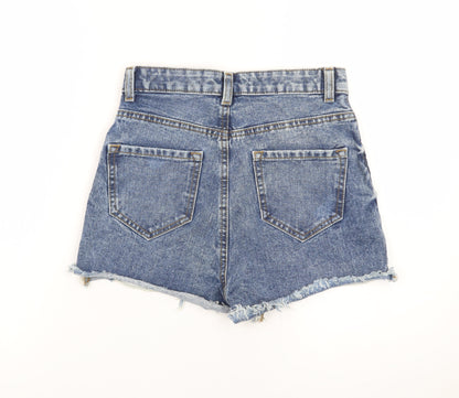 Primark Women Blue Size 6 High Rise Cut-Off Denim Shorts