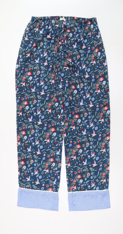 Carolyn Donnelly Eclectic Women's Blue Floral Cropped Cotton Trousers Size S