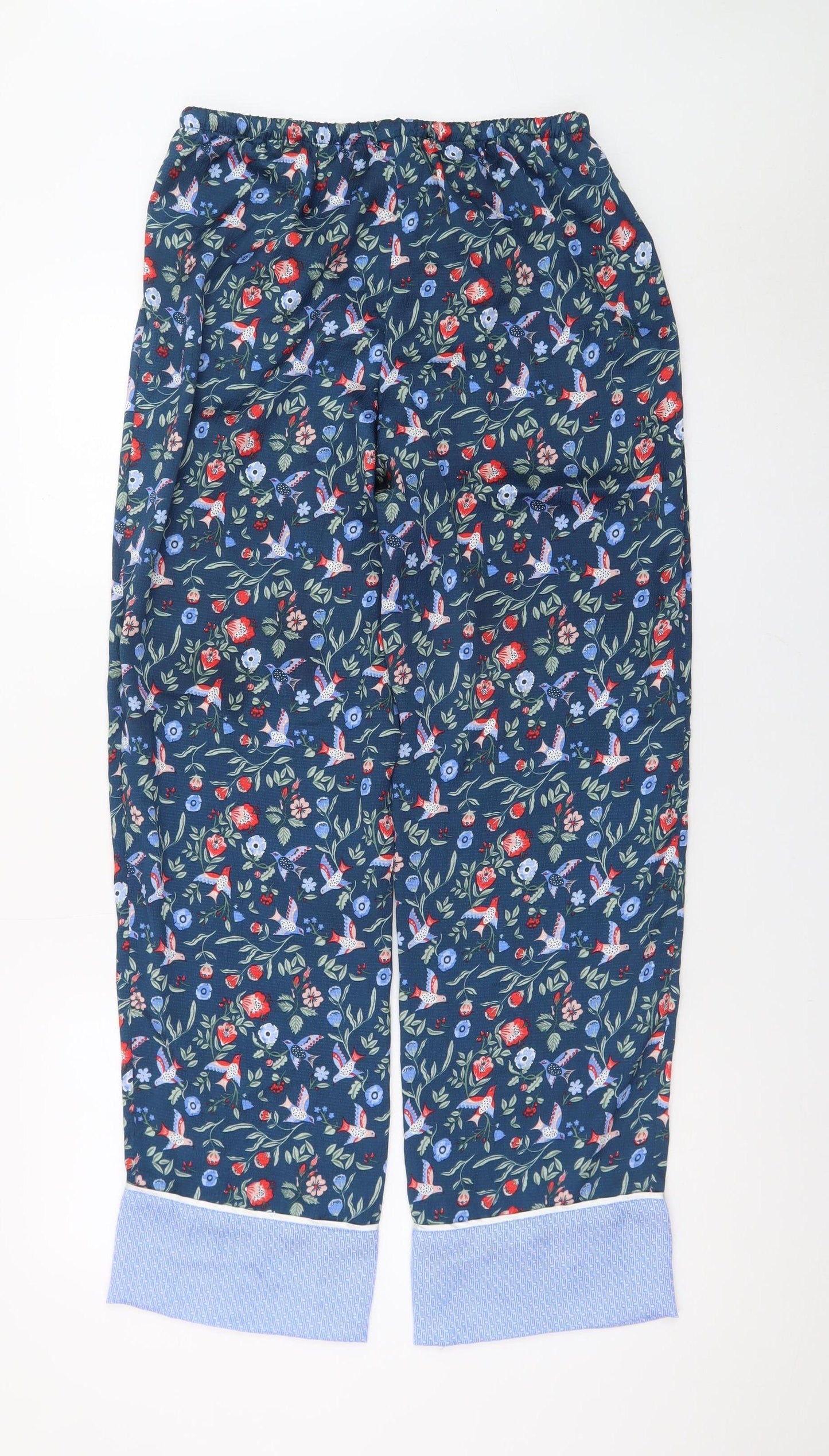 Carolyn Donnelly Eclectic Women's Blue Floral Cropped Cotton Trousers Size S