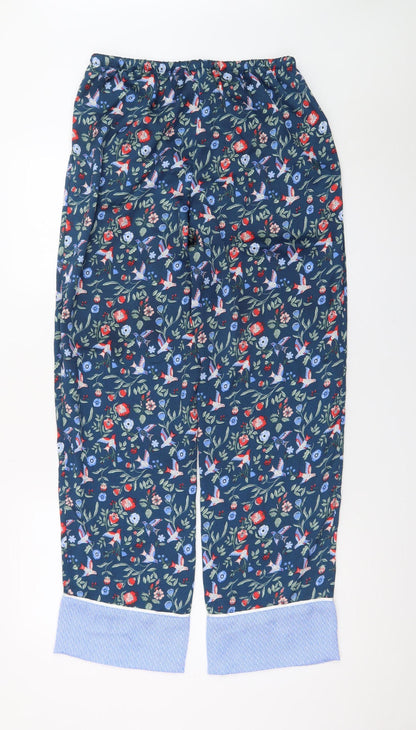 Carolyn Donnelly Eclectic Women's Blue Floral Cropped Cotton Trousers Size S