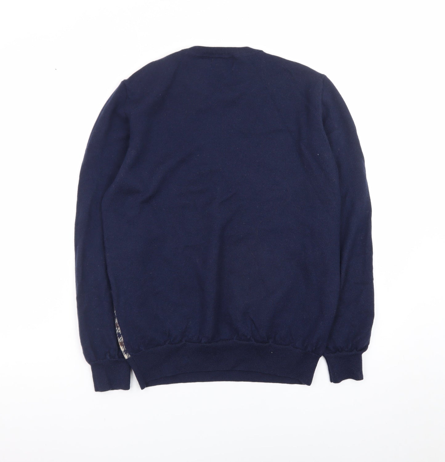 Aquascutum Men’s Blue Wool Check Pullover Jumper Size M