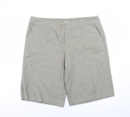 Miss Selfridge Womens Beige Linen Blend Bermuda Shorts Size 14
