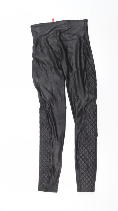 Spanx Women’s Black Faux Leather Quilted High-Rise Shaping Leggings Size S