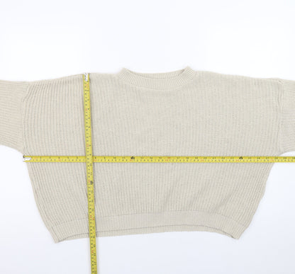 Boohoo Women's Beige Mock Neck Chunky Knit Pullover Jumper Size M