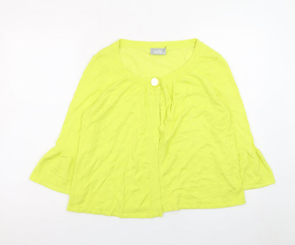 Wallis Women Yellow 3/4 Sleeve Scoop Neck Cardigan Size 14