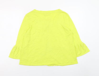 Wallis Women Yellow 3/4 Sleeve Scoop Neck Cardigan Size 14