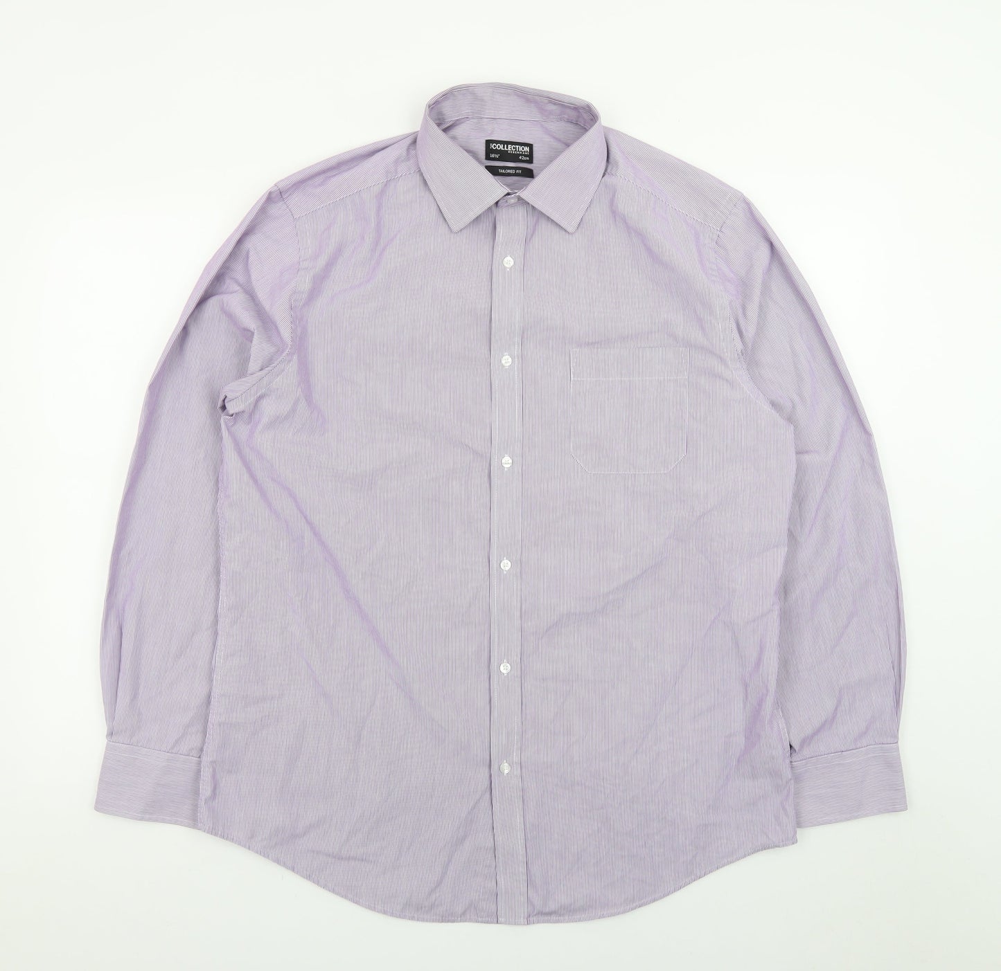 Debenhams Men's Purple Striped Long Sleeve Button-Up Shirt 16.5in
