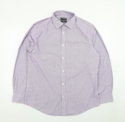 Debenhams Men's Purple Striped Long Sleeve Button-Up Shirt 16.5in