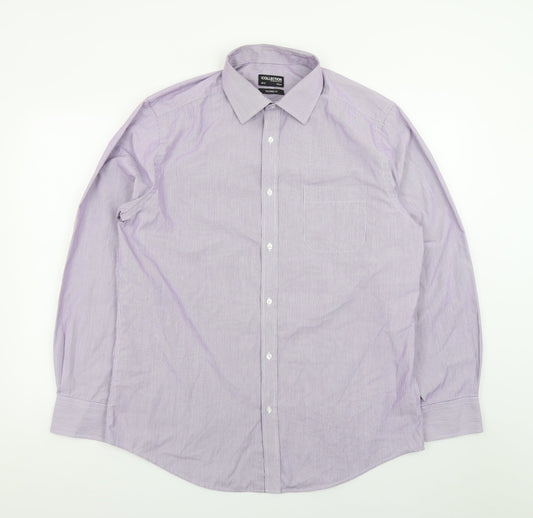 Debenhams Men's Purple Striped Long Sleeve Button-Up Shirt 16.5in