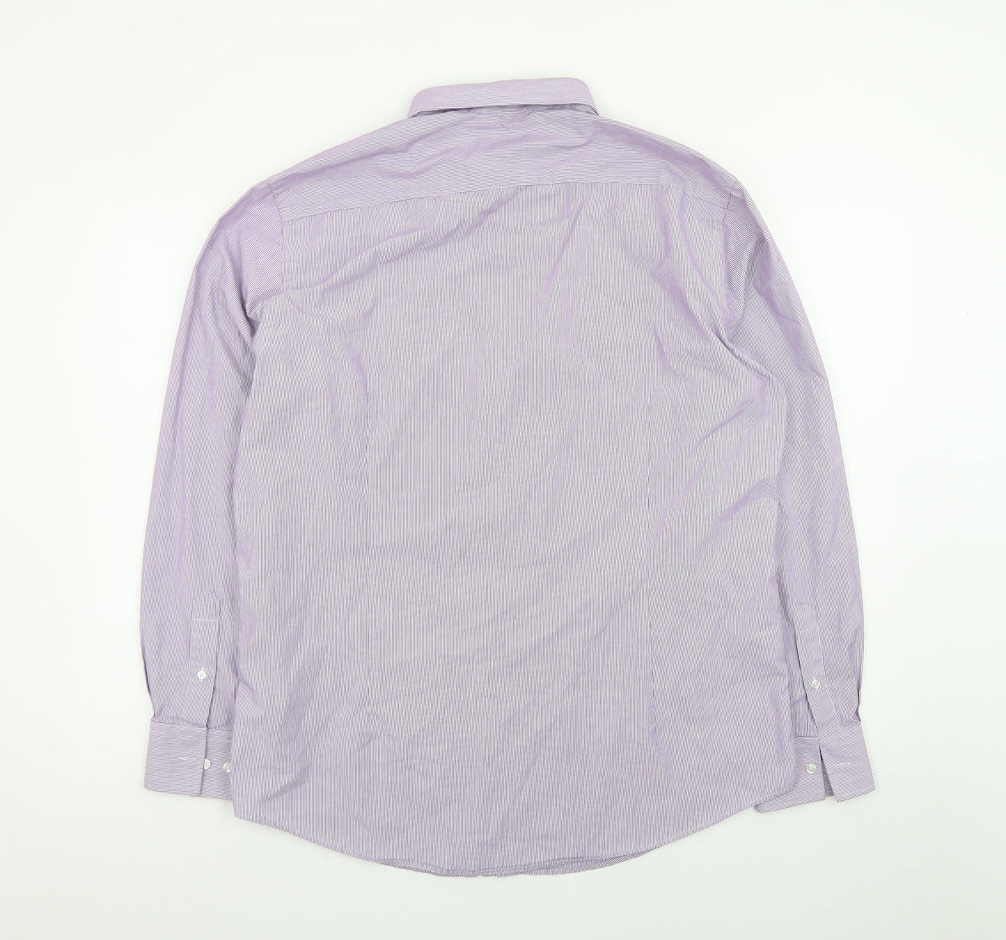 Debenhams Men's Purple Striped Long Sleeve Button-Up Shirt 16.5in