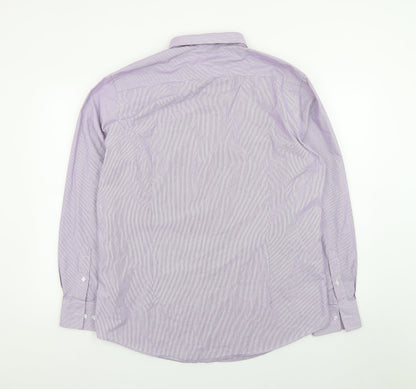 Debenhams Men's Purple Striped Long Sleeve Button-Up Shirt 16.5in