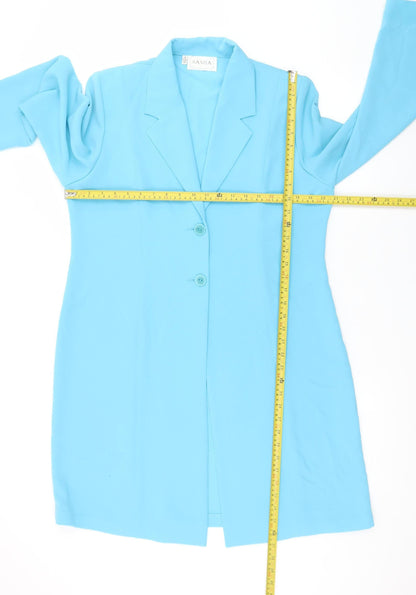Sasha Women Blue Long Single-Breasted Blazer Coat Size 14