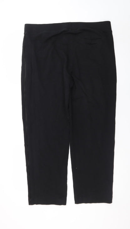 Marks and Spencer Women Black Size 18 Cotton Stretch Tapered Trousers