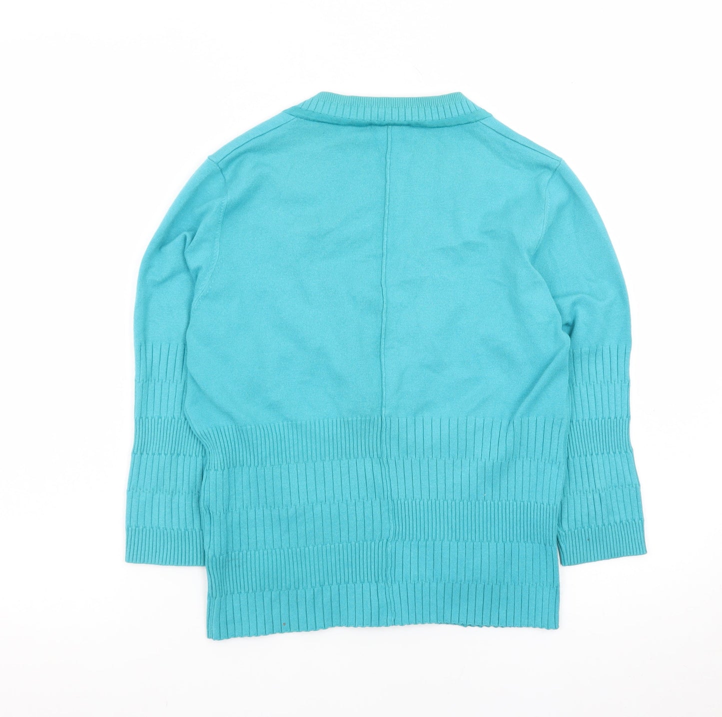 Karen Millen Women's Blue Size 8 Button V-Neck 3/4 Sleeve Cardigan
