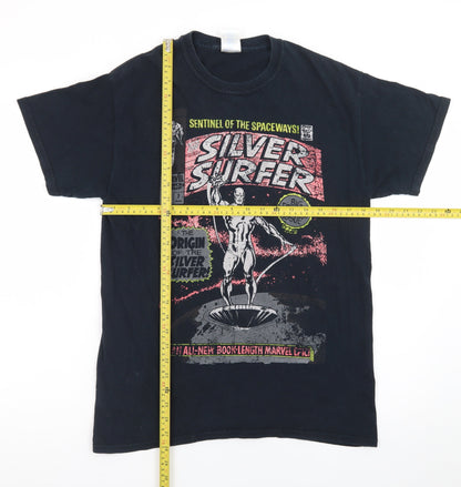 Marvel Comics Mens Black Silver Surfer Graphic T-Shirt M