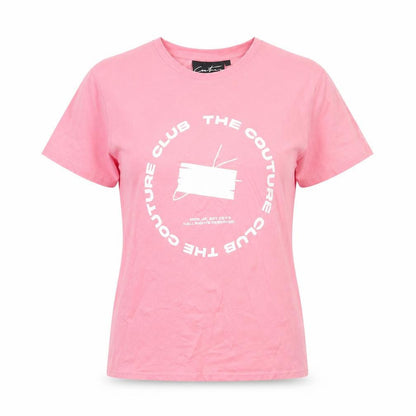 The Couture Club Women's Pink Cotton Blend Logo T-Shirt Size 10
