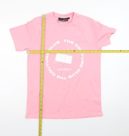 The Couture Club Women's Pink Cotton Blend Logo T-Shirt Size 10