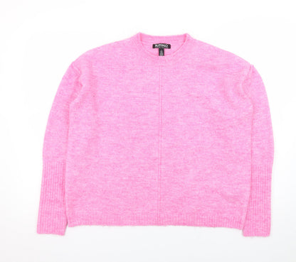 Buffalo David Bitton Women's Pink Crew Neck Knit Jumper Size S