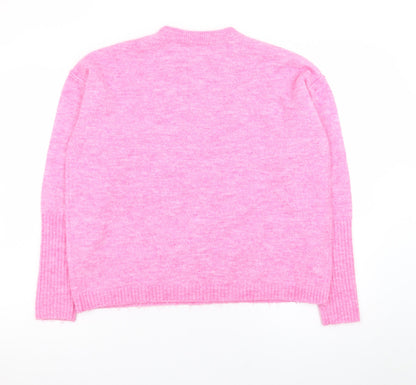Buffalo David Bitton Women's Pink Crew Neck Knit Jumper Size S