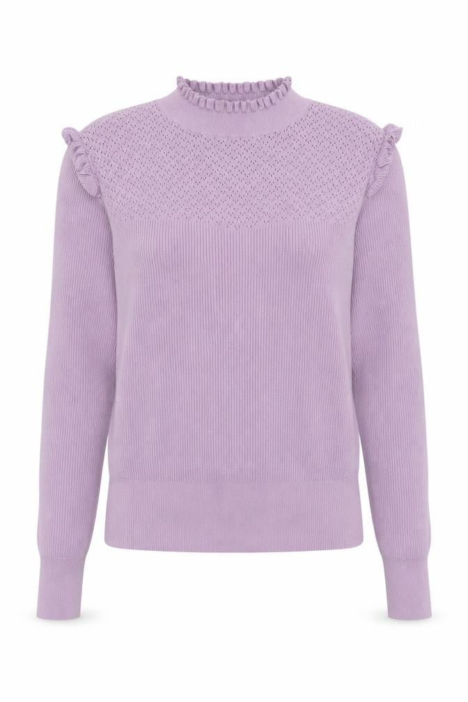 Oasis Women’s Purple Mock Neck Ruffle Knit Jumper Size 12