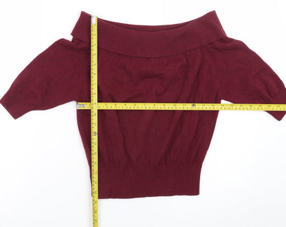 Collectif Vintage Women's Red Size 16 Boat Neck Knit Jumper