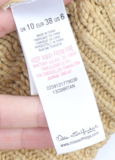 Miss Selfridge Women Beige Faux Fur Trim Cardigan UK 10 Long Sleeve Knit