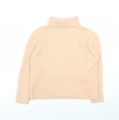 Olsen Women’s Beige Roll Neck Cable-Knit Merino Wool Jumper Size 16