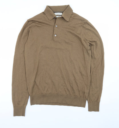 Marks and Spencer Men’s Brown Merino Wool Henley Jumper Medium