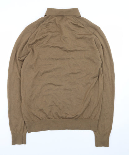 Marks and Spencer Men’s Brown Merino Wool Henley Jumper Medium