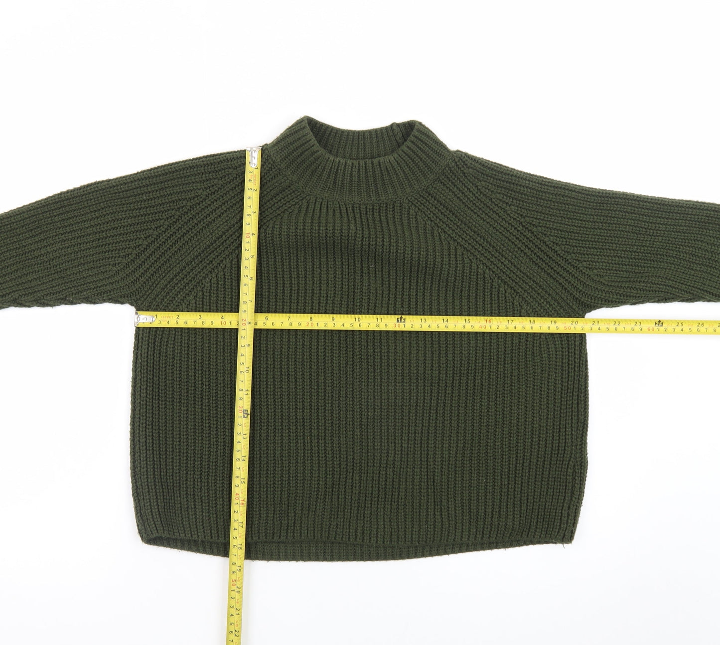 Topshop Women’s Green High Neck Chunky Knit Jumper Size 8