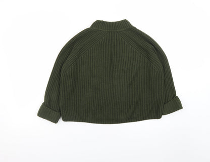 Topshop Women’s Green High Neck Chunky Knit Jumper Size 8