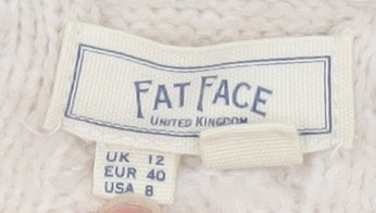 Fat Face Women Beige Cable Knit Pullover Jumper UK 12