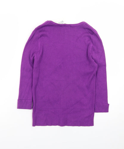 Marks and Spencer Women’s Purple Scoop Neck Jumper Size 16 Knit Pullover