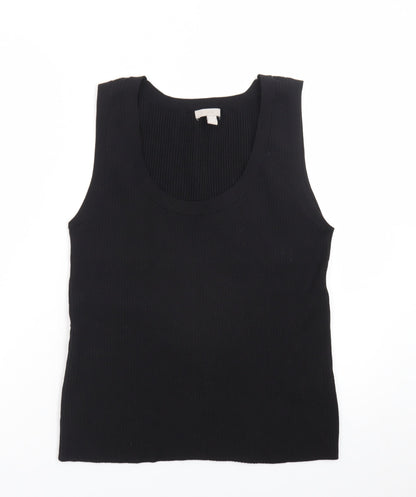 H&M Women's Black Ribbed Tank Top XL Knit Sleeveless Basic