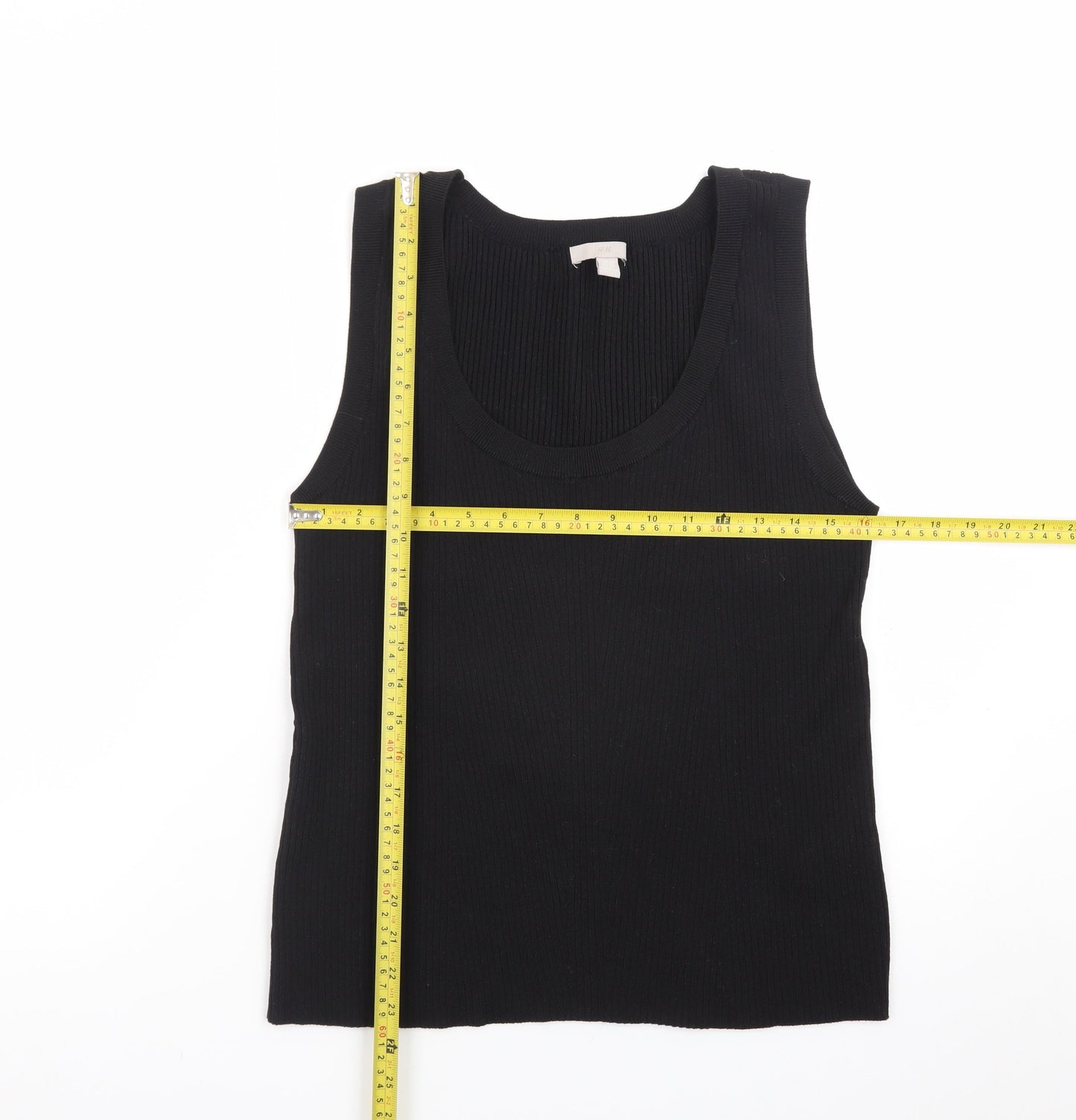 H&M Women's Black Ribbed Tank Top XL Knit Sleeveless Basic