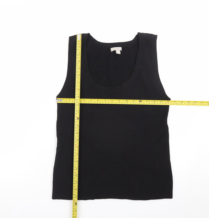 H&M Women's Black Ribbed Tank Top XL Knit Sleeveless Basic