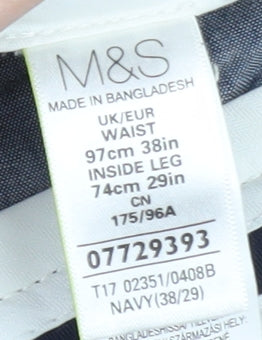 Marks and Spencer Men's Blue Chino Trousers 38W 29L Cotton
