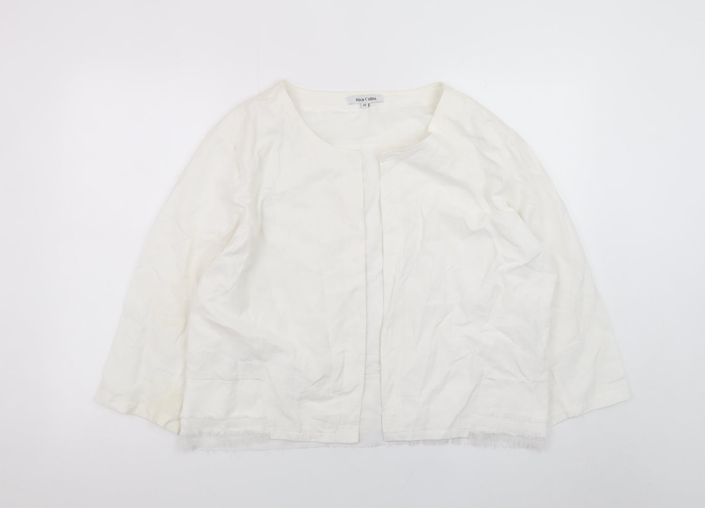 Alice Collins Women’s White Cotton Lined Jacket Size 18 Classic Short