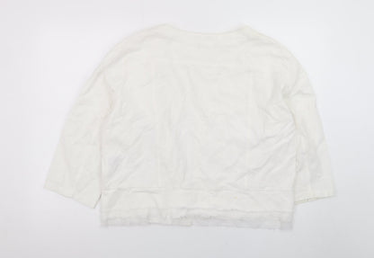 Alice Collins Women’s White Cotton Lined Jacket Size 18 Classic Short