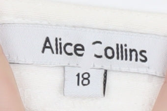 Alice Collins Women’s White Cotton Lined Jacket Size 18 Classic Short