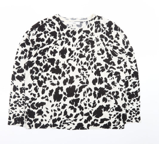 Marks and Spencer Women's Black Animal Print Crew Neck Jumper Size 14