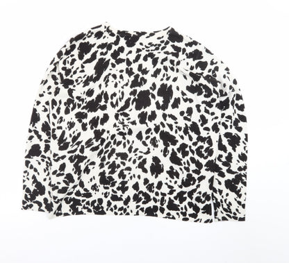 Marks and Spencer Women's Black Animal Print Crew Neck Jumper Size 14