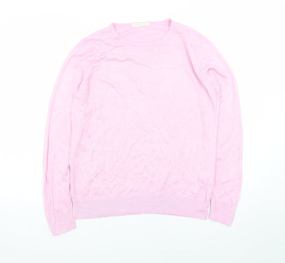 Marks and Spencer Women Pink Size 14 Acrylic Crew Neck Jumper